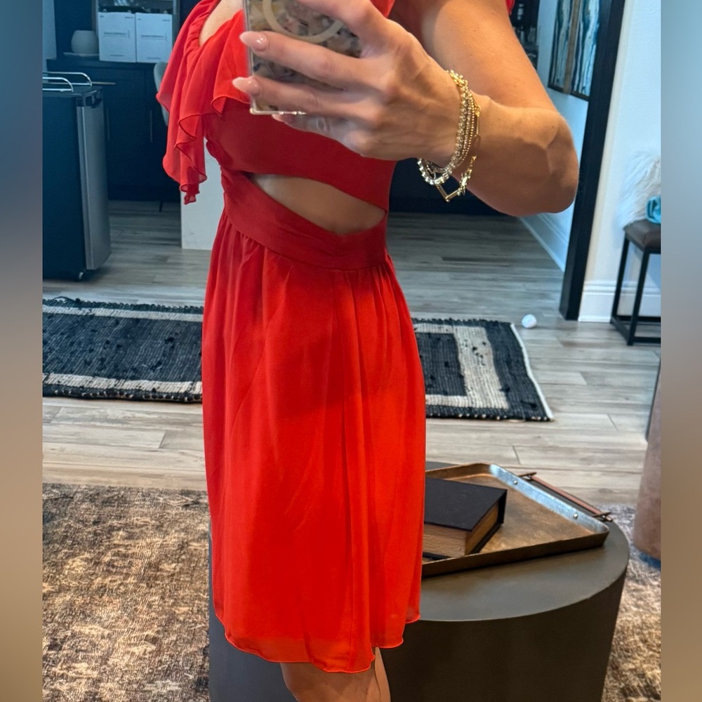 Source Unknown Red Ruffled Tie Front Sundress - Picture 5 of 7